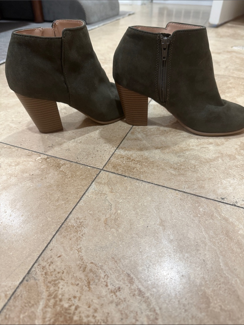 Old Navy Black Suede Ankle Heeled Boots